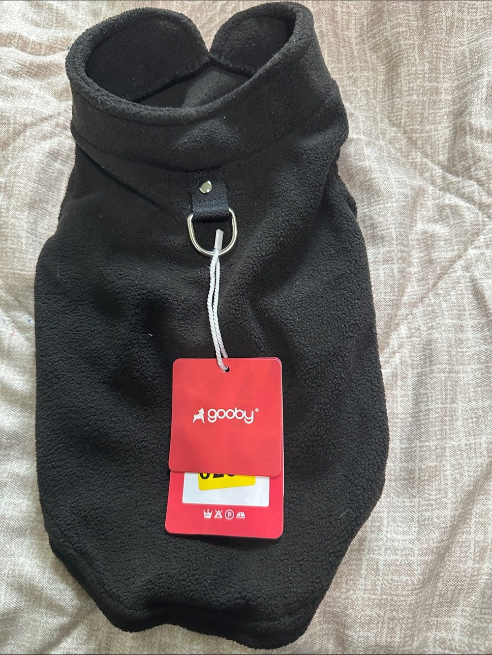 Gooby Black Fleece Dog Vest with D-Ring